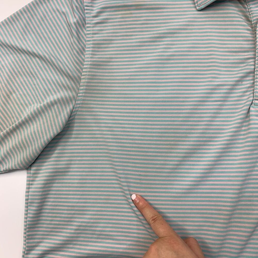Peter Millar Polo Shirt Mens L Large Blue Pink Performance Summer Comfort *READ - Picture 8 of 16